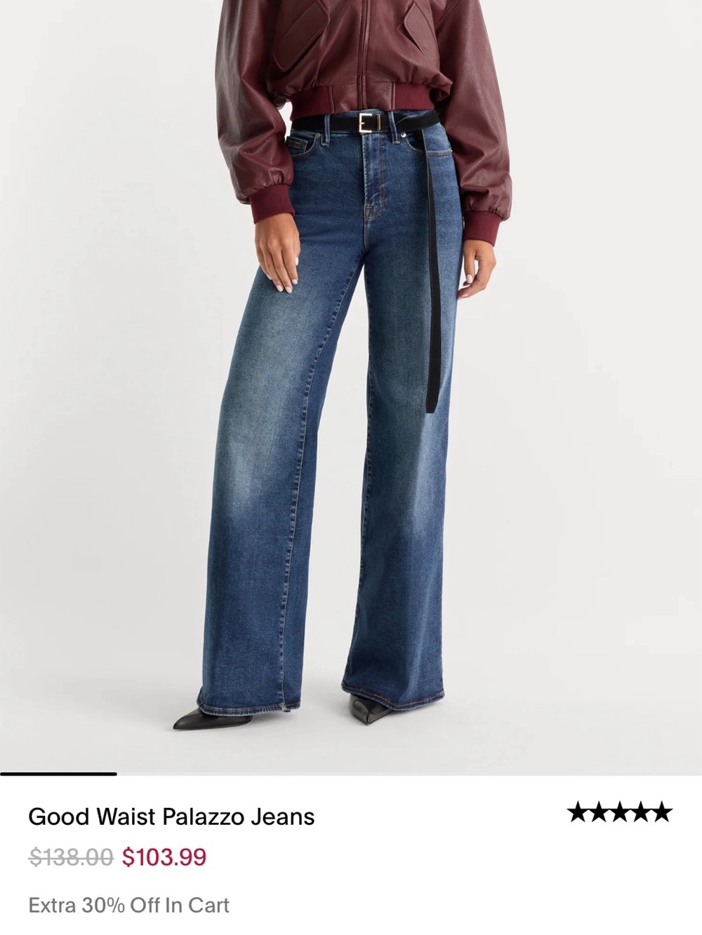 Good American Wide-Leg Palazzo Jeans - Denim Blue